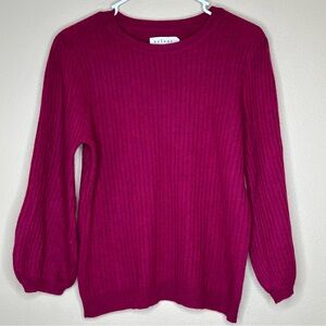 Velvet by Graham & Spencer Magenta Ribbed Crew Neck Sweater